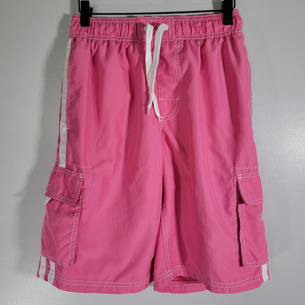 Pink Swim Cargo Shorts Trunks Mesh Lined Mens S Kanu Beach Watersports Cabin